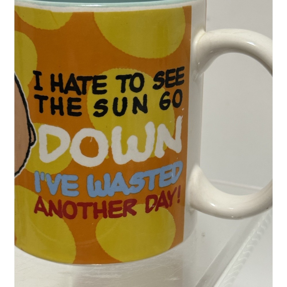 Peanuts Charlie Brown Coffee Mug Cup I Hate To See The Sun Go Down I've Wasted